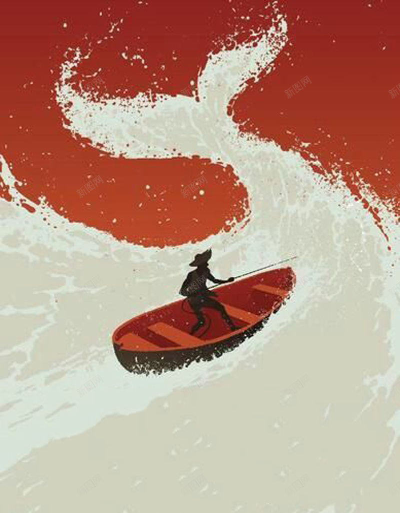 航海宣传海报psd设计背景_新图网 https://ixintu.com 个性 人物 冒险 冲浪 卡通 手绘 独木舟 航海