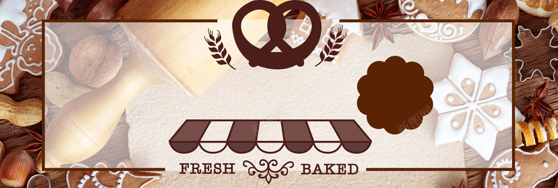 手工烘焙饼干bannerpsd设计背景_新图网 https://ixintu.com 健康 咖啡色 手工烘焙 文艺 甜点 美味 美食 营养 西式 饼干