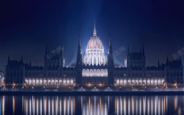 布达佩斯都市夜景背景