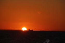 船影白沙门公园夏天的夕阳高清图片