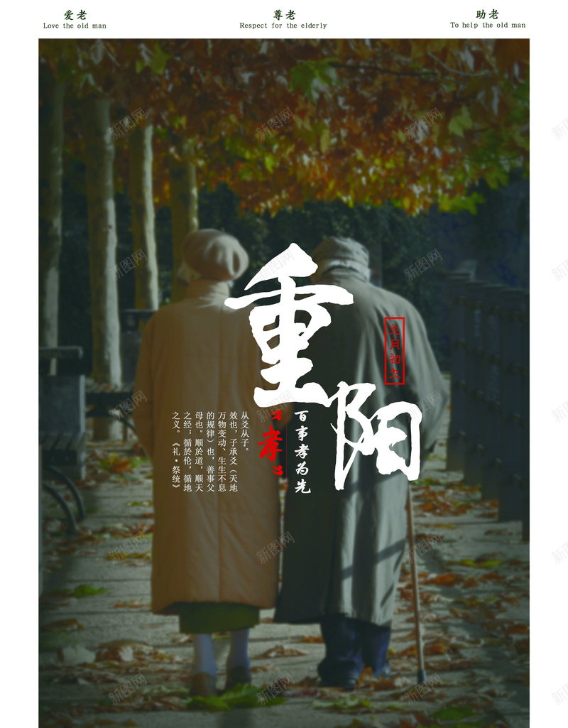 重阳节海报psd_新图网 https://ixintu.com 孝心 孝顺 摄影 老人 重阳节 风景