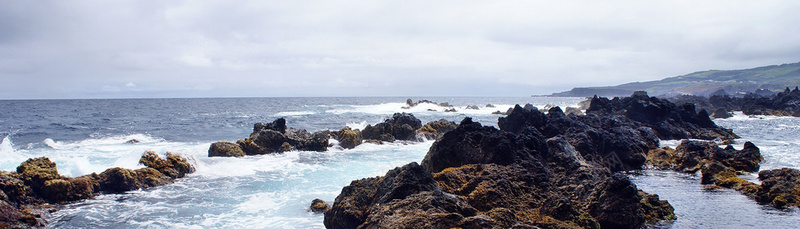 海边礁石banner背景摄影图片