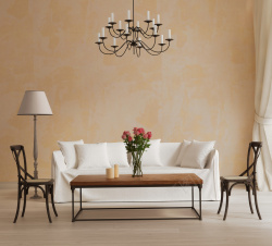 鲜花吊灯简洁的客厅沙发背景高清图片