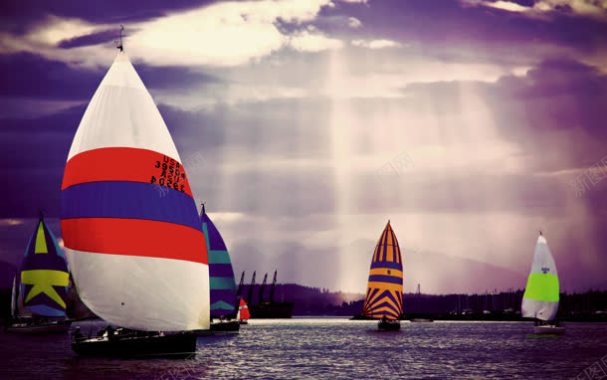 彩色帆船竞赛竞技背景