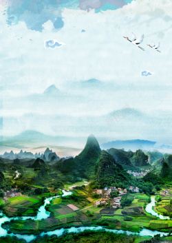 魅力生态河湾魅力美丽桂林景色桂林旅游海报背景高清图片