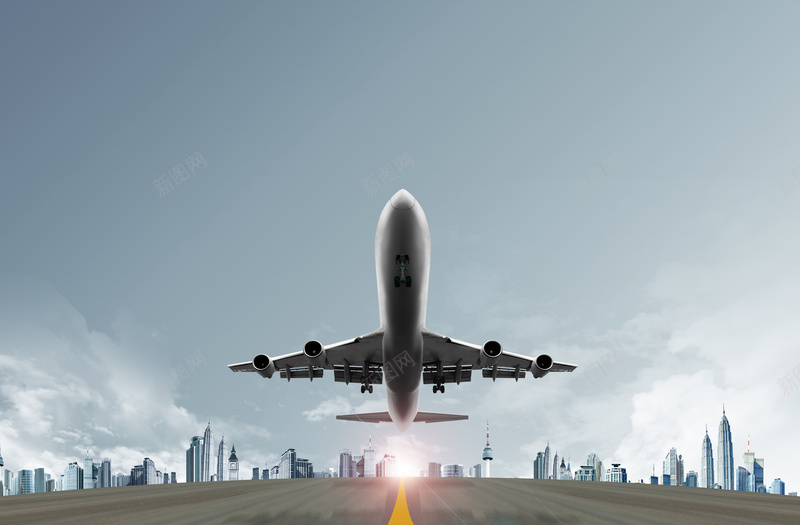 大气商业背景海报psd设计背景_新图网 https://ixintu.com 纹理 质感 飞机城市商务