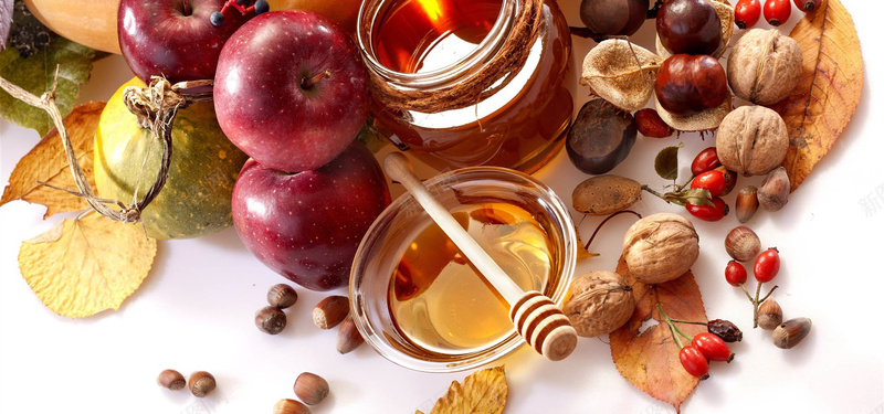 零食美食蜂蜜苹果无花果栗子摄影图片
