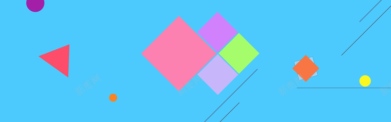 蓝色几何色块方块三角线banner背景