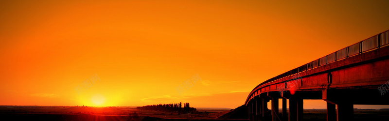 大桥纯色天空banner背景摄影图片