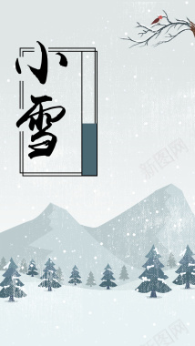 二十四节气原创简约清新小雪节气背景