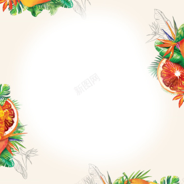 水彩橙子淘宝主图背景