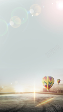 热气球升空背景摄影图片
