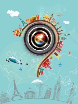 三亚旅拍海报春季开春春光相机旅拍旅游旅行海报背景模板高清图片