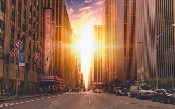 美国曼哈顿悬日美景奇观背景