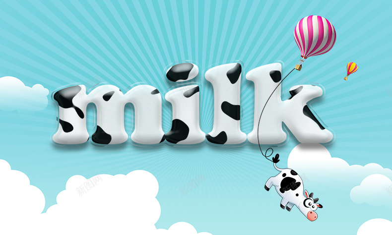 卡通牛奶海报背景jpg设计背景_新图网 https://ixintu.com 卡通 奶牛 热气球 牛奶 详情页海报