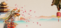 传统砖瓦二月二龙抬头中国风纹理banner高清图片