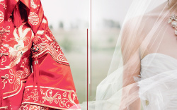 中式婚纱摄影时尚中西婚纱摄影海报背景高清图片