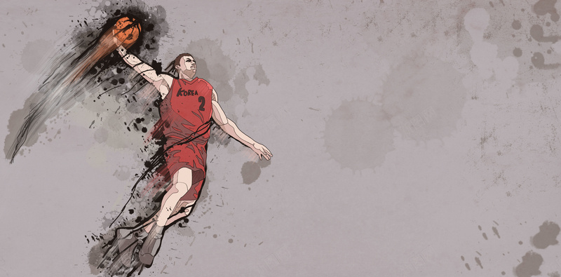 篮球运动插画背景jpg设计背景_新图网 https://ixintu.com 人物 扣篮 比赛 激情 篮球 运动