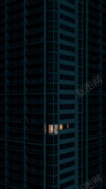 黑夜里的孤窗H5背景摄影图片