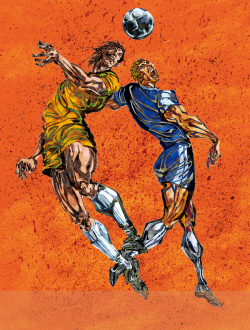 海报场景动漫橙色卡通动漫足球赛宣传背景高清图片