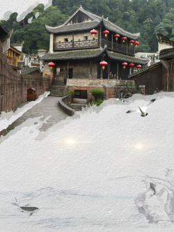民族凤凰湖南凤凰古城古镇旅游海报背景高清图片