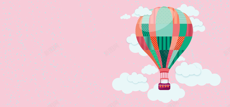 热气球纹理粉色banner背景背景