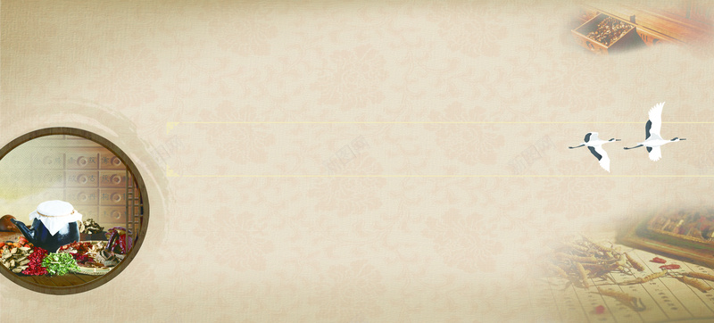 中国风背景psd设计背景_新图网 https://ixintu.com 中医 中国画 中国风 中药 仙鹤 水墨画 海报banner