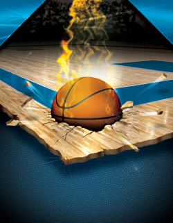 篮球场地板激烈的篮球比赛海报高清图片