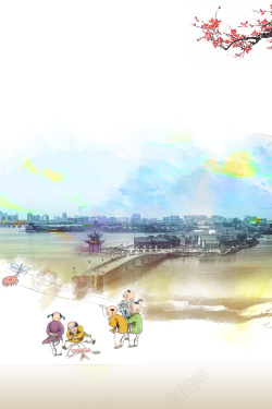山东潍坊风筝节中国风山东潍坊旅游宣传海报背景高清图片