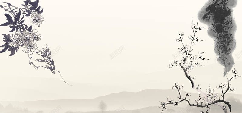 中国艺术古风灰色海报背景背景
