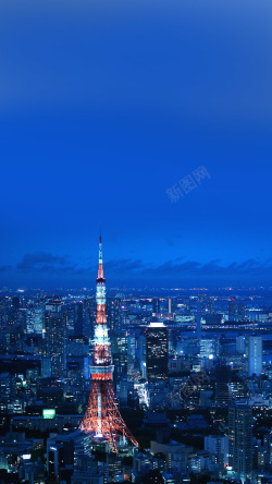 东京城市建筑日本东京铁塔背景高清图片