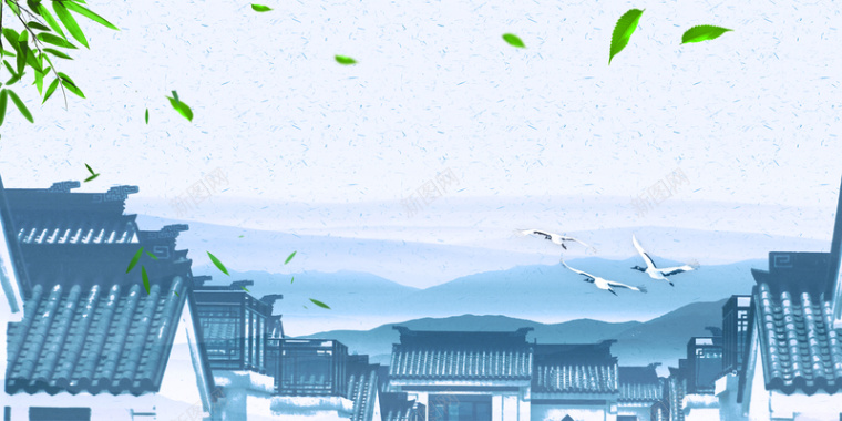 中国风徽派建筑海报背景背景