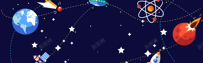 星星时尚创意卡通手绘外星球背景背景