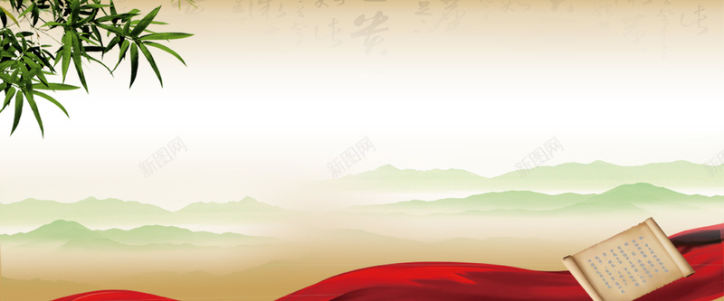 中国风水墨画jpg设计背景_新图网 https://ixintu.com 中国风 书法 水墨画 海报banner 画卷 竹子