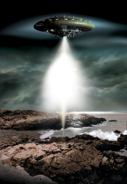 ufo海报MP3广告播放器高科技褐色背景UFO高清图片