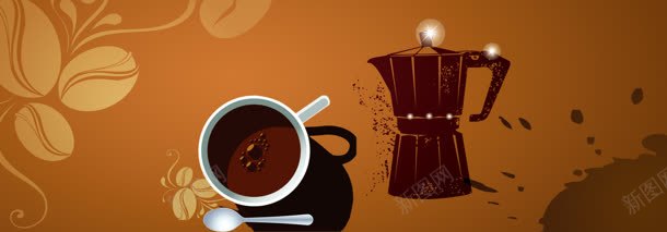 咖啡剪影深色背景bannerjpg设计背景_新图网 https://ixintu.com banner 剪影 咖啡 深色 背景