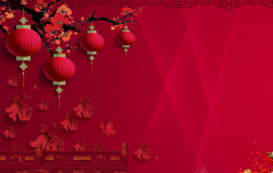 卡通人物红灯笼春节背景高清图片