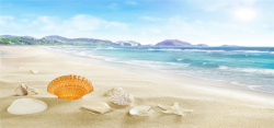 沙滩海洋夏天海报背景背景