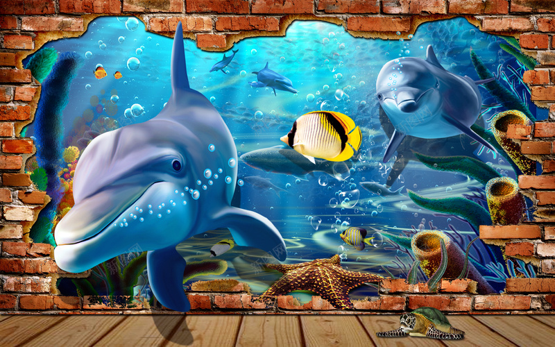 创意3D海洋背景jpg设计背景_新图网 https://ixintu.com 3D 3D背景 创意 创意背景 墙 墙绘 大海 幸福 海洋背景 海豚