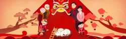 礼盒对联年货节新年喜庆春节海报背景高清图片