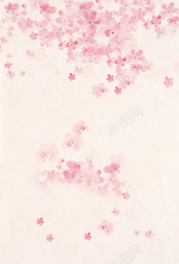 水彩粉色花朵米黄色印刷背景背景
