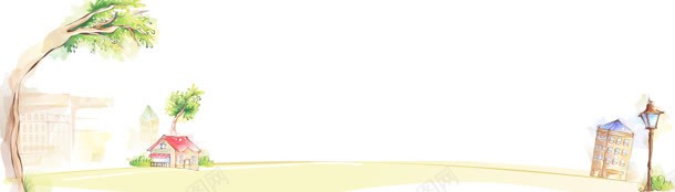 卡通手绘清新大树房子路灯背景bannerjpg设计背景_新图网 https://ixintu.com banner 卡通 大树 房子 手绘 清新 背景 路灯