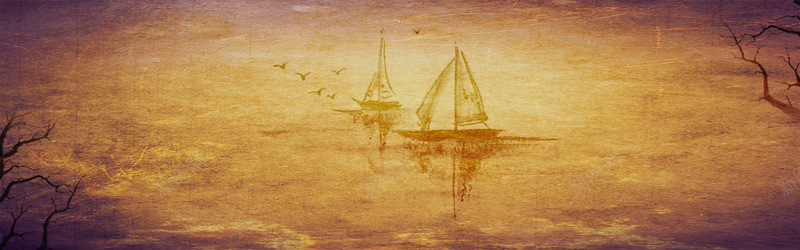 船复古中国风海报背景背景