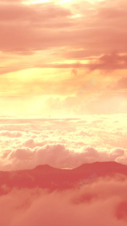 黄色远山图片晚霞天空摄影H5背景高清图片