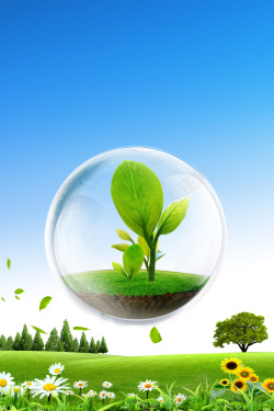 共创绿色家园气泡创意绿色家园植树节活动海报背景高清图片