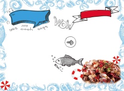 卡通鲜鱼美食手绘卡通生猛海鲜鱼扇贝菜单海报背景高清图片
