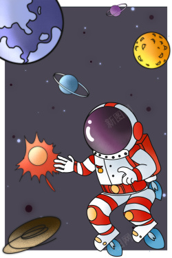 黑洞卡通科幻科技宇宙探索宇航员背景图高清图片
