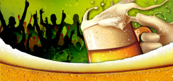 啤酒节易拉宝举杯庆祝啤酒节狂欢绿色背景高清图片