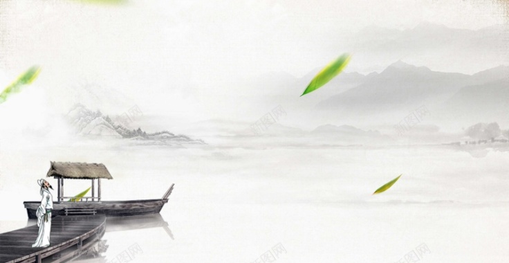 中国风水墨江山如画广告背景背景