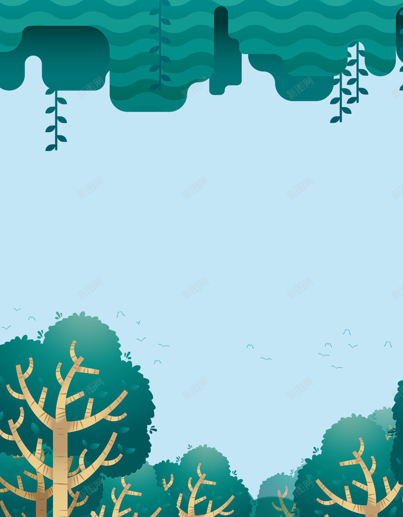 小文青绿色森系森林插画背景图片免费下载 素材0jvguwvvv 新图网